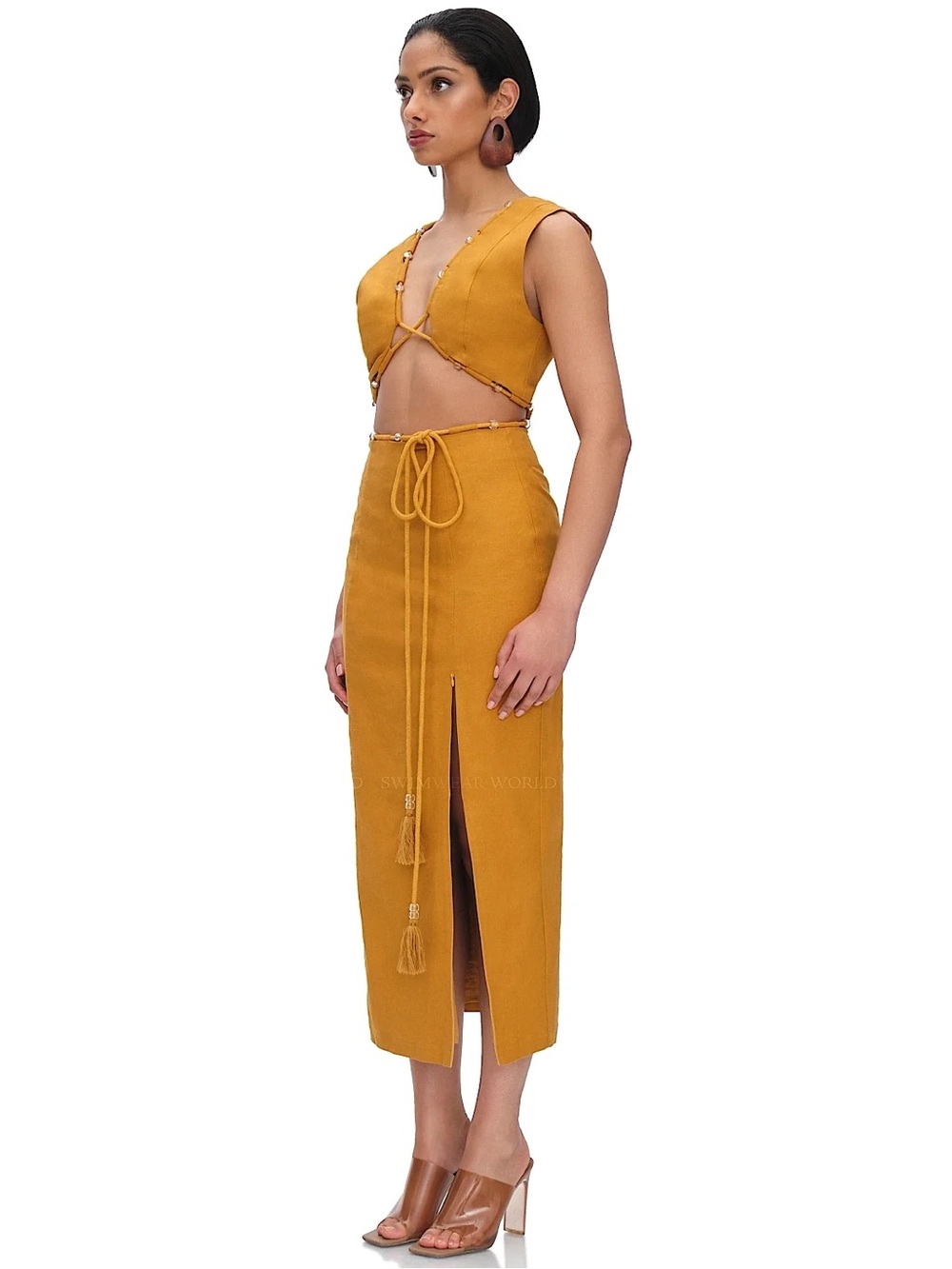 Andrea Iyamah vela midi dress in mustard